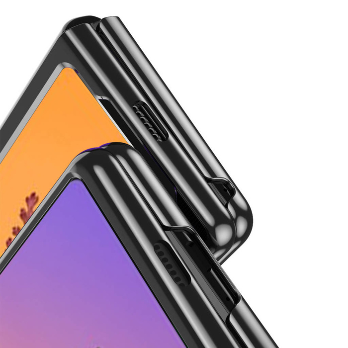 Pokovování Case obal Samsung Galaxy Z Fold 4 kryt s kovovým rámečkem černý