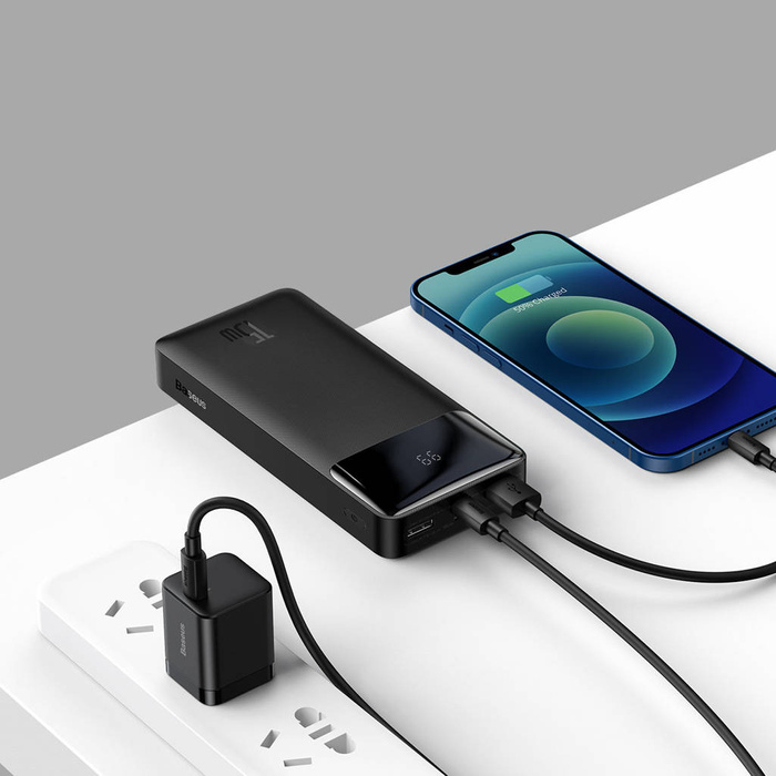 [PO VYDÁNÍ] Baseus Bipow powerbanka s rychlým nabíjením 20000mAh 15W černá (Overseas Edition) + kabel USB-A - Micro USB 0,25m černá (PPBD050101)