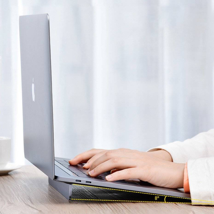 Ultra tenký skládací stříbrný přilnavý hliníkový stojan na notebook pro MacBook Baseus (SUZC-0S)