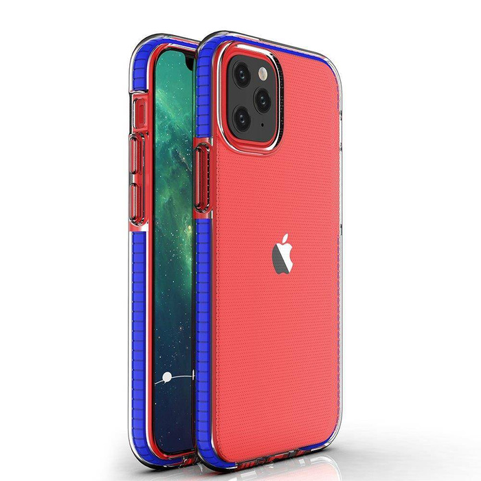 Pružinový Case gelový kryt pouzdro s barevným rámečkem pro iPhone 13 Pro Max tmavě modrý