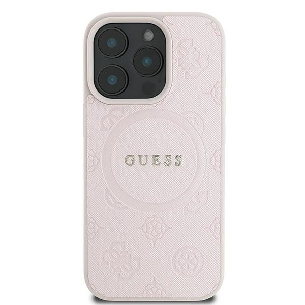 Etui Guess iPhone 16 Pro różowy/pink HC MagSafe Safiano Peony Classic Logo
