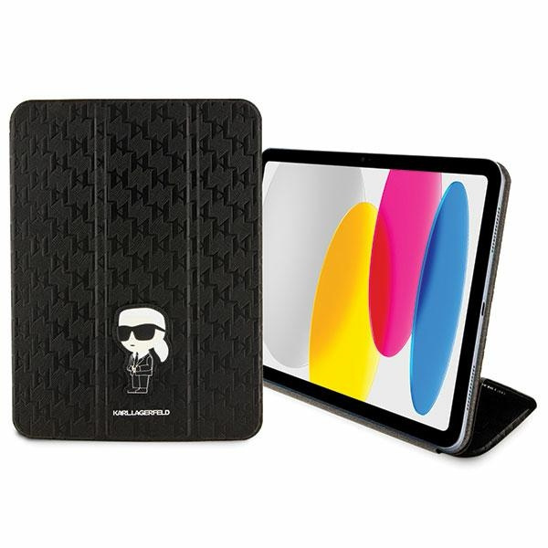 Karl Lagerfeld KLFC11SAKHPKK iPad 10.9" Folio Magnet Allover Cover negro/negro Saffiano Monogram Ikonik