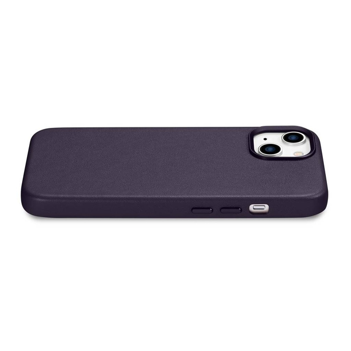 iCarer Case Leather genuine leather case for iPhone 14 dunkelviolett (WMI14220705-DP) (MagSafe compatible)