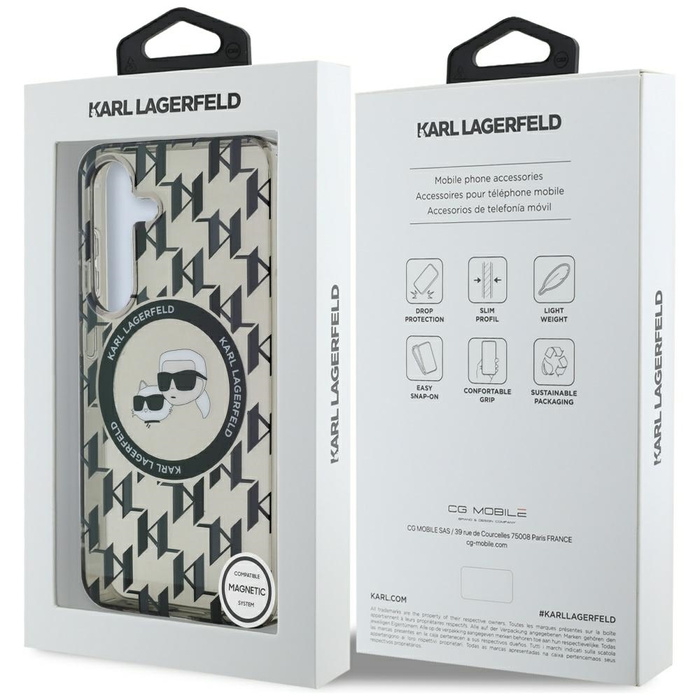 Etui Karl Lagerfeld Button                Karl&Choupette Heads On KL Pattern MagSafe do Samsung Galaxy S25 czarny