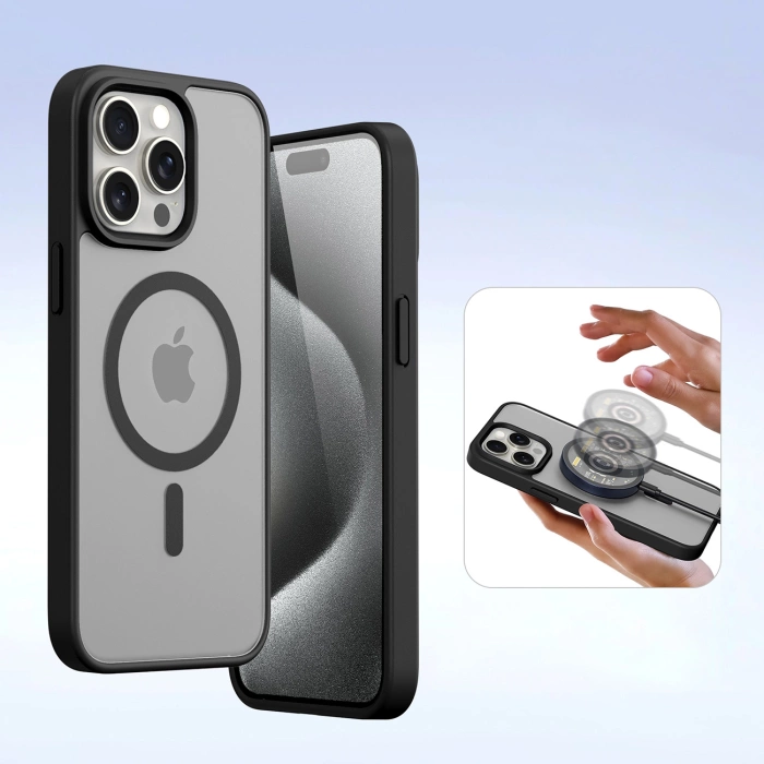 Dux Ducis Lawa Lederhülle für iPhone 15 Pro Max - Schwarz