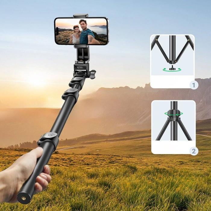 Selfie-Stick Ugreen LP680 mit Ständer und 1,8m Bluetooth-Fernbedienung - schwarz
