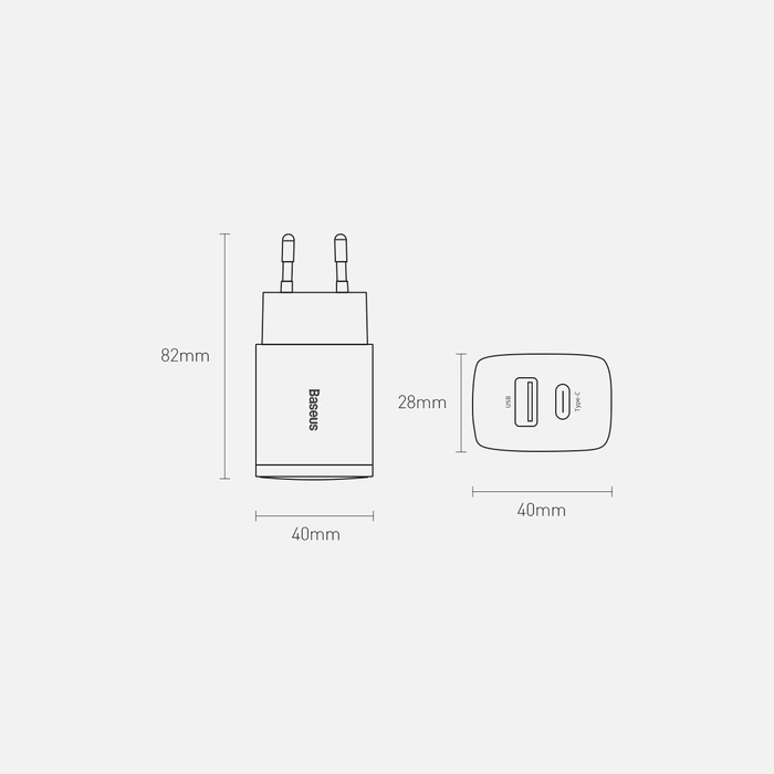 Baseus Compact Fast USB / USB Type C 20W 3A Power Delivery Quick Charge 3.0 noir (CCXJ-B01)