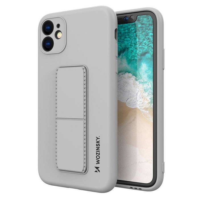 Wozinsky Kickstand Case flexible silicone cover with a stand iPhone 12 Pro Max grey