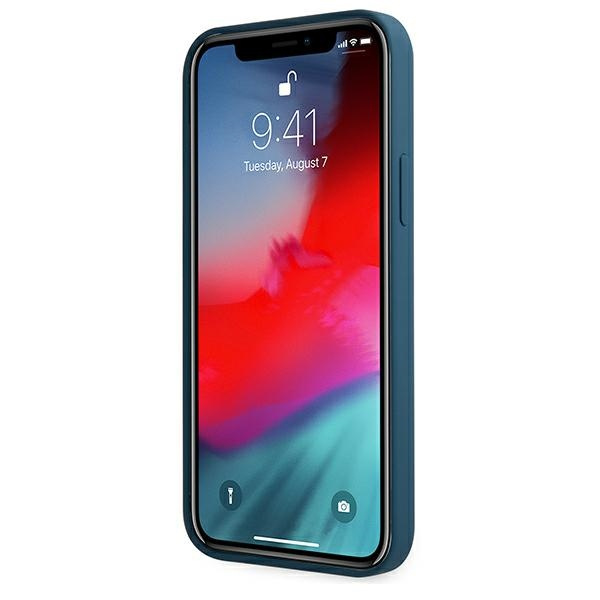 Case GUESS Apple iPhone 12 Pro Max Metal Logo Script GUHCP12LLSLMGBL Blue Hardcase