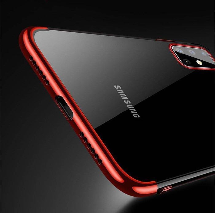 Průhledný barevný case gelový kryt pouzdro s kovovým okrajem Samsung Galaxy A72 4G černý