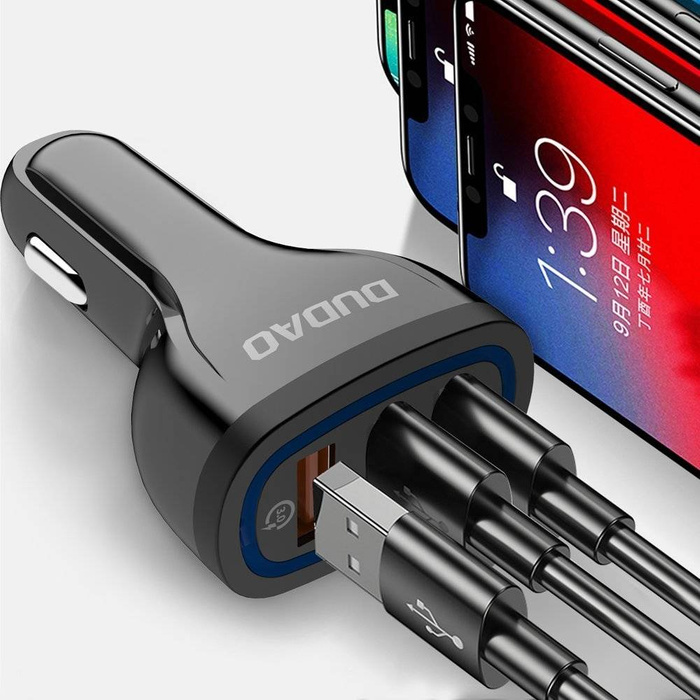 Dudao nabíječka rychlé nabíjení do auta Quick Charge 3.0 QC3.0 2,4A 18W 3x USB černá (R7S černá)