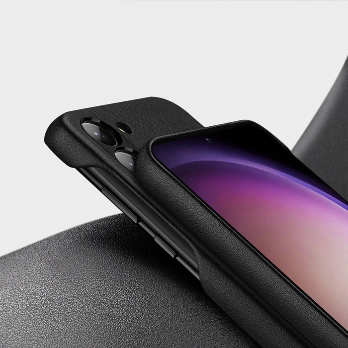 [APRÈS RETOUR] Coque Dux Ducis Grit pour Samsung Galaxy S23 coque élégante en cuir artificiel noir