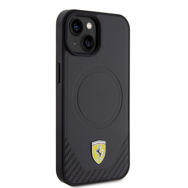 Funda Ferrari FEHMP15SPTEK iPhone 15 6.1" negro/negro durocase Carbono Metal Logo MagSafe Case