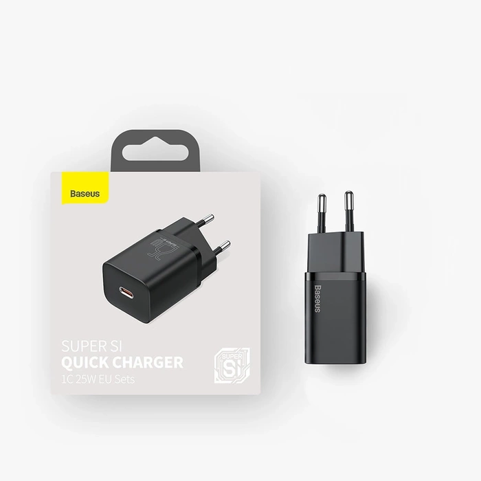 Baseus Super Si 1C caricatore rapido USB tipo C 25 W Power Delivery Quick Charge nero (CCSP020101)