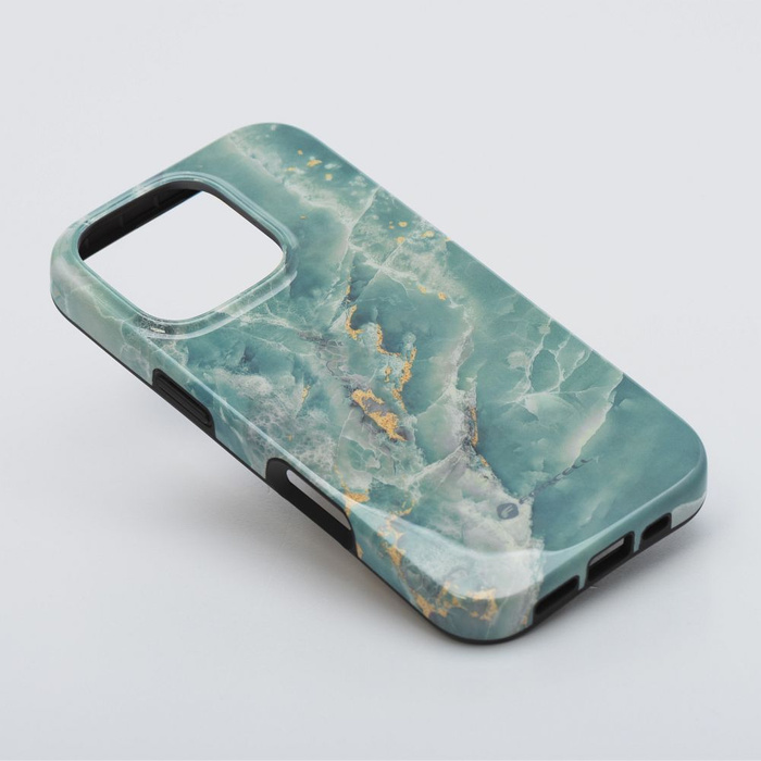 Etui na iPhone 16 PRO Forcell F-Protect Mirage zgodny z MagSafe Military Drop-Test green marble