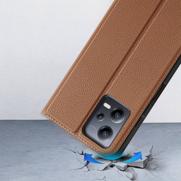 Dux Ducis Skin X2 Case for Xiaomi Redmi Note 12 5G / Poco X5 5G Cover Flip Wallet Stand Brown