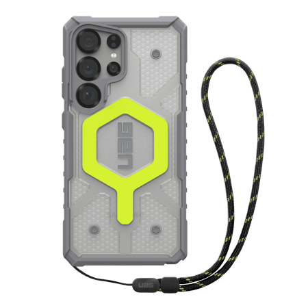 UAG Pathfinder Clear Magnet Bundle -  obudowa ochronna do Samsung Galaxy S25 Ultra 5G z wbudowanym modułem magnetycznym oraz smycz na nadgarstek do telefonu (active neon)