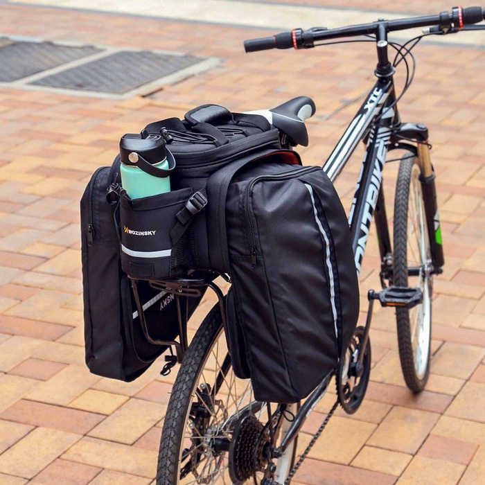 Wozinsky geräumige Fahrradträgertasche 35L (inklusive Regenschutz) schwarz (WBB19BK)
