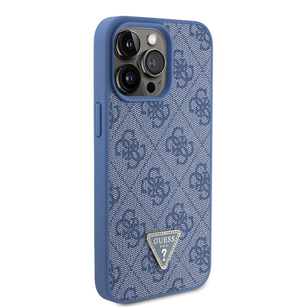 Funda Guess GUHCP15XP4TDPB iPhone 15 Pro Max 6.7" azul/azul durocase Piel 4G Triángulo Strass Case