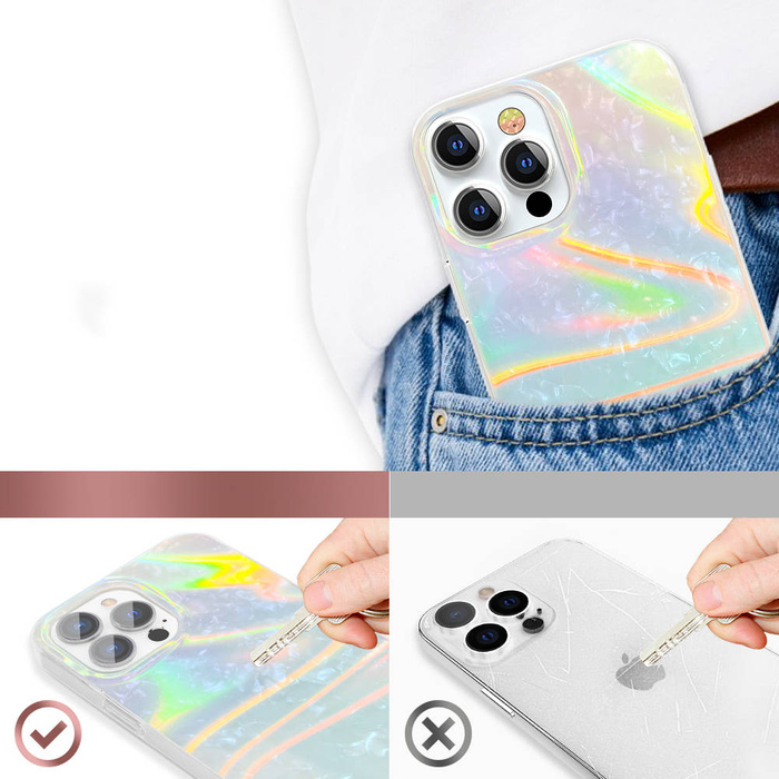 Kingxbar Shell Series luxury elegant phone case for iPhone 13 Pro pearl-blue