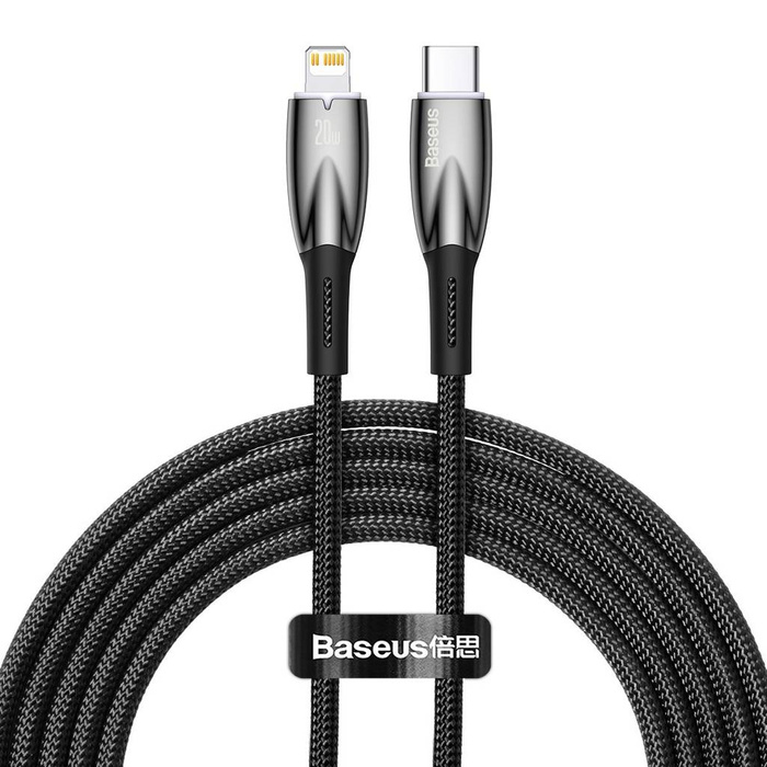 Baseus Glimmer Series kabel s rychlým nabíjením USB-C - Lightning 480Mbps PD 20W 2m černá