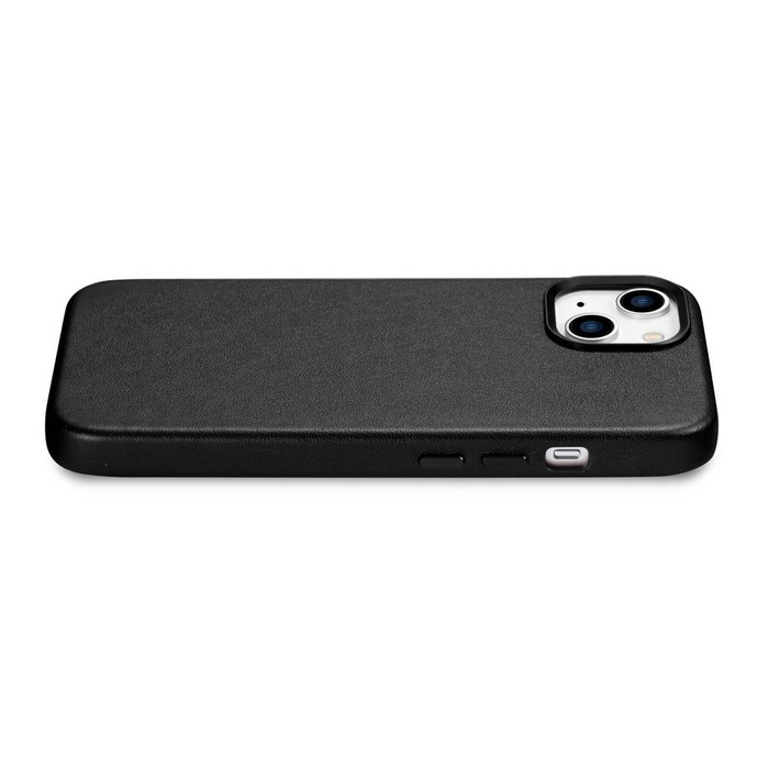 iCarer Case Cover in vera pelle per iPhone 14 Plus nera (compatibile con MagSafe)