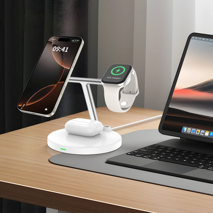 TECH-PROTECT QI15W-A35 3IN1 MAGNETIC MAGSAFE WIRELESS CHARGER WHITE