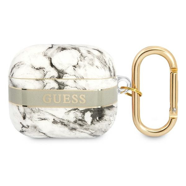 Hülle GUESS Apple AirPods 3 Abdeckung Marmor Riemen Sammlung Grau Case