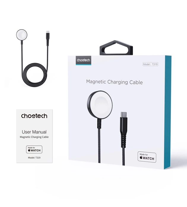 Choetech T319 MFI 5W chargeur sans fil pour Apple Watch + câble USB-C - noir