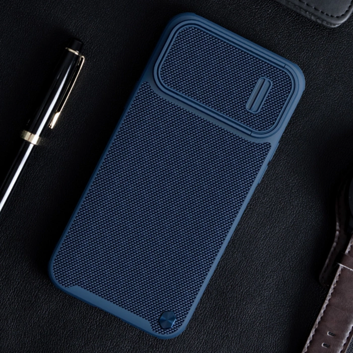 Etui Nillkin Textured S Case etui iPhone 14 Pro Max pancerny pokrowiec z osłoną na aparat ciemnozielone