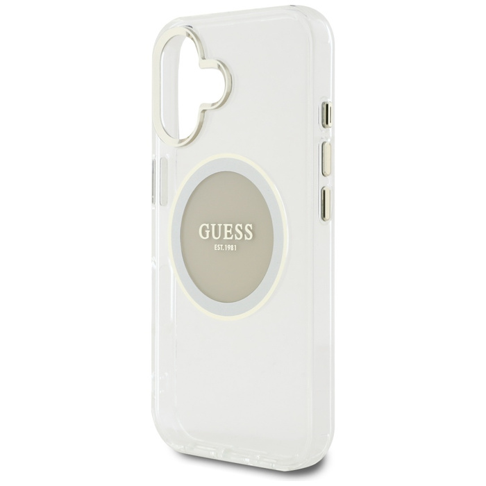 Etui Guess IML Metal Colored Circle      Classic Logo MagSafe do iPhone 16 szary