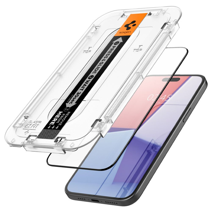 Tempered Glass Spigen Glas.tr "ez Fit" Fc 2-pack iPhone 15 Black