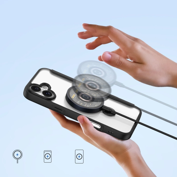 Dux Ducis Skin X Pro iPhone 16 Hülle mit MagSafe, Flip und Stand – Schwarz