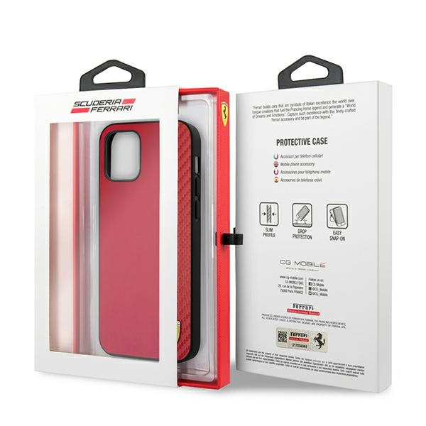Cover FERRARI Apple iPhone 12 Pro Max On Track Carbon Stripe Red Hardcase