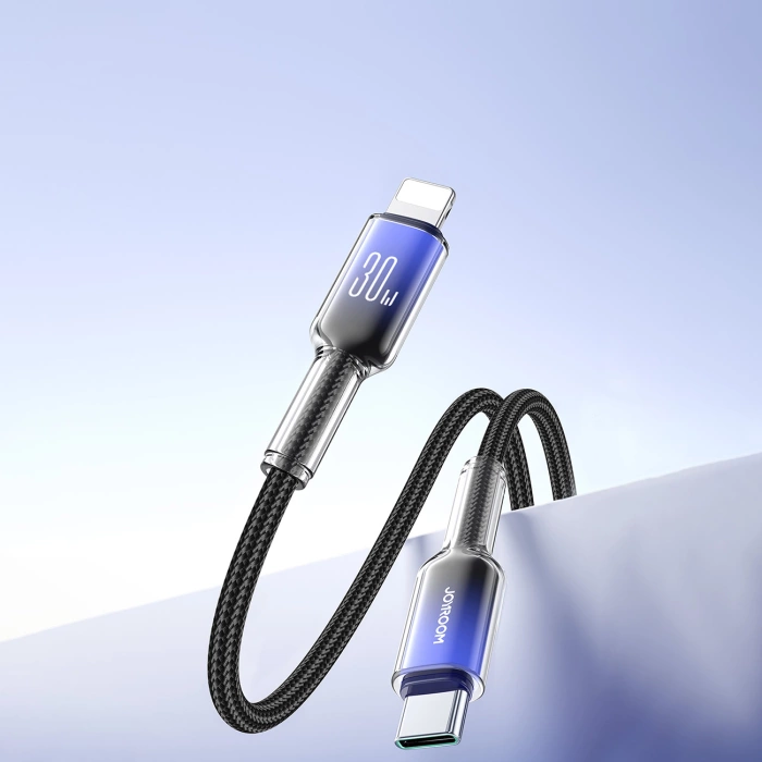 Joyroom S-A42 Crystal-Clear Series 30W USB-C – Lightning Kabel 1,2 m – Schwarz
