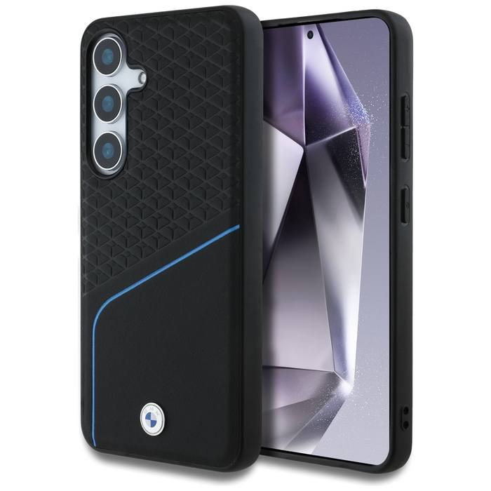 Case BMW Leather Textured and Smooth MagSafe for Samsung Galaxy S25 black