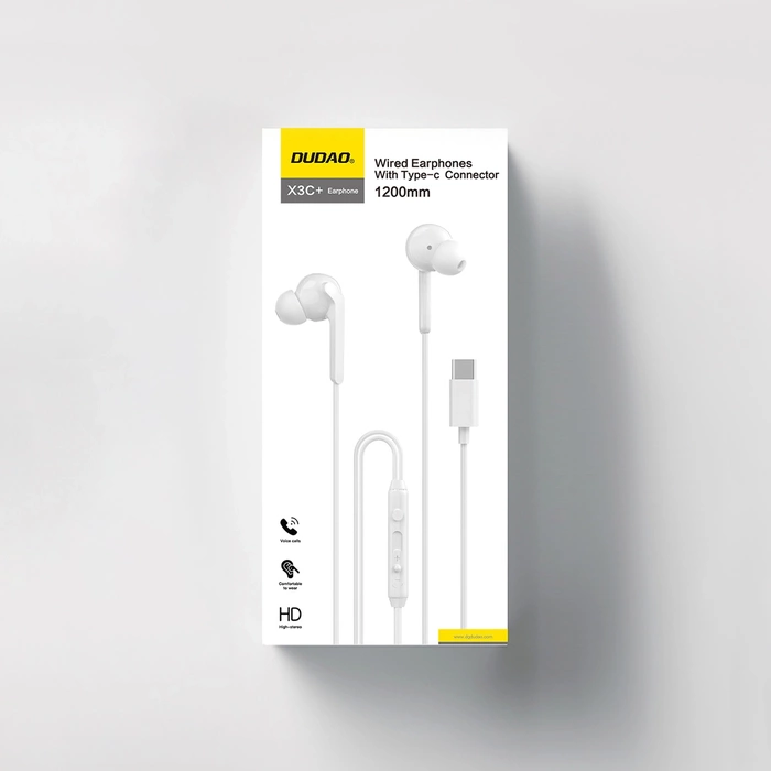 Dudao X3C+ kabelgebundener USB-C In-Ear-Kopfhörer 1,2 m – Weiß