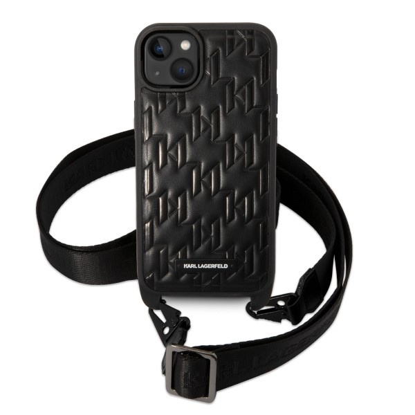 Karl Lagerfeld KLHCP14MSTMMK iPhone 14 Plus 6,7" hardcase black/black Monogram Plaque Logo Strap
