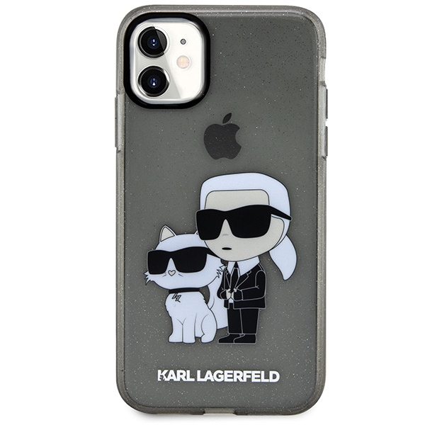 Cover Karl Lagerfeld iPhone 11 / Xr 6.1" nero/nero durocase Gliter Karl&Choupette
