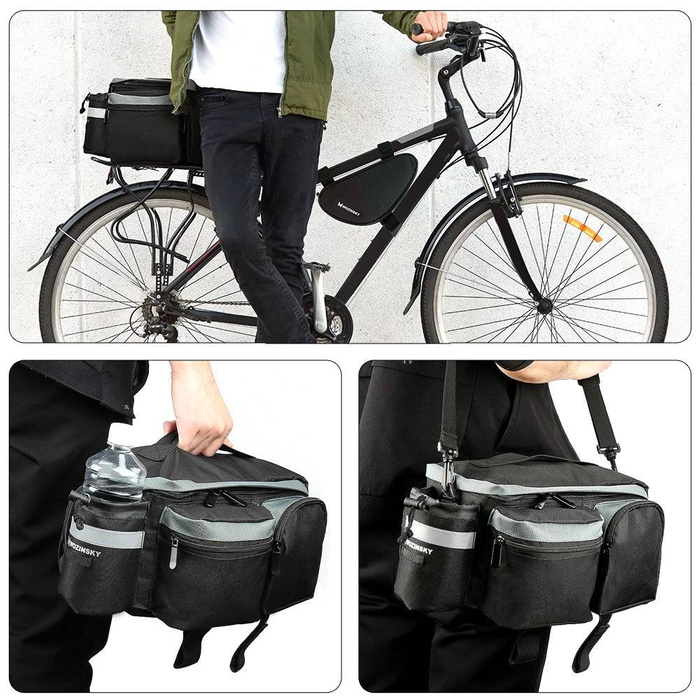 Wozinsky Fahrradträgertasche mit Schultergurt 6l schwarz (WBB3BK)