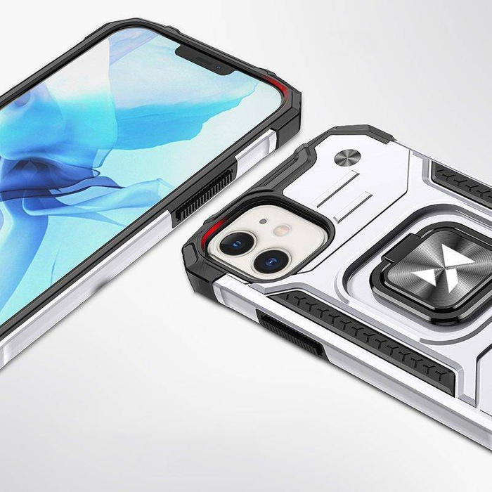Obal Wozinsky Ring Armor Obal iPhone 14 Pancéřový kryt Držák Mag netic Ring Silver Case