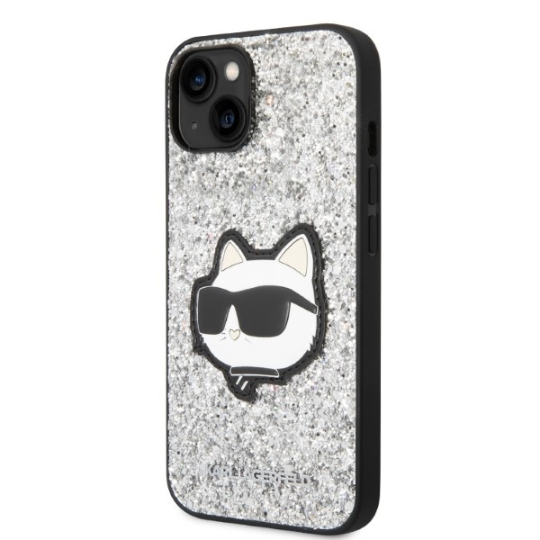 Karl Lagerfeld KLHCP14SG2CPS iPhone 14 6,1" stříbrná/stříbrná hardcase Glitter Choupette Patch