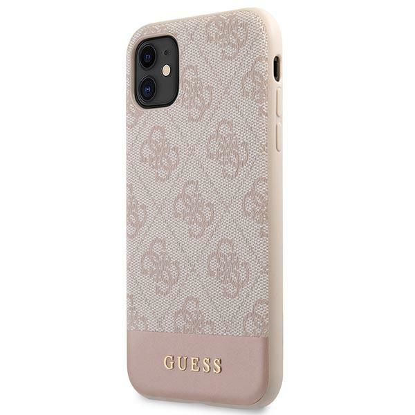 Pevné Puzdro GUESS Apple iPhone 11 4G Stripe Collection Pink Hardcase