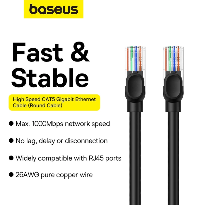 Baseus Ethernet CAT5, 3m network cable (black)