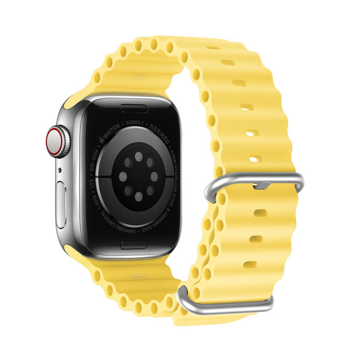 Bracelet de Watch Dux Ducis Strap 8/7/6/5/4/3/2/SE (45/44/42mm) Bracelet en silicone jaune (version OceanWave)