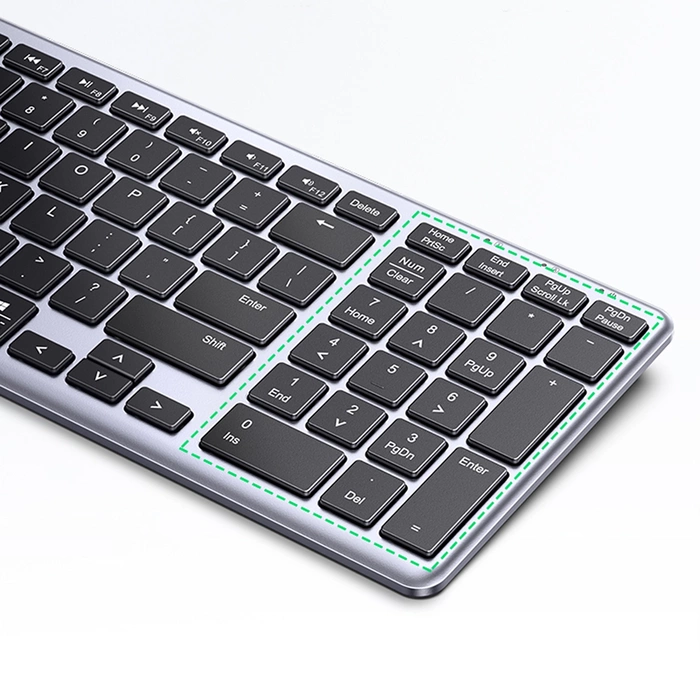 Clavier sans fil à membrane UGREEN KU005 2.4G+BT (Argent/Noir)