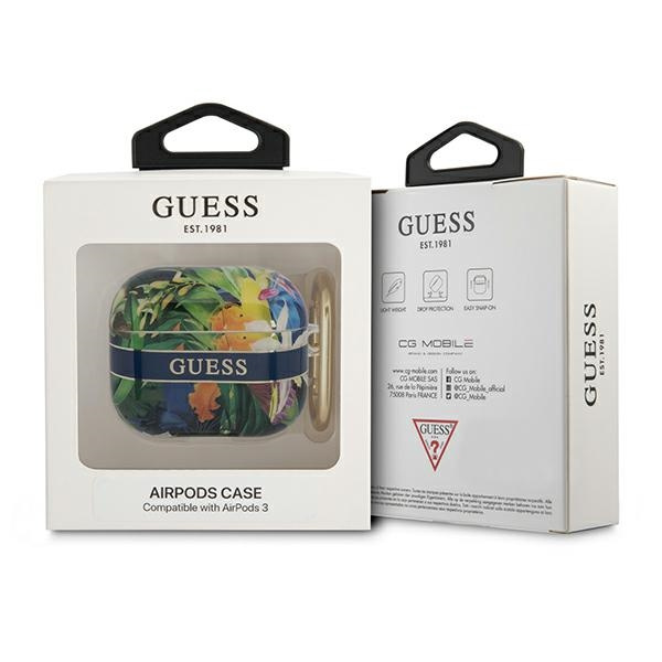 Hülle GUESS Apple AirPods 3 Abdeckung Blume Riemen Sammlung blau Case