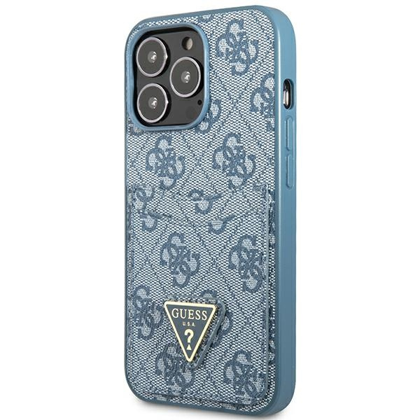 Hülle GUESS Apple iPhone 13 Pro Max 4G Triangle Logo Cardslot Blau Hartcase