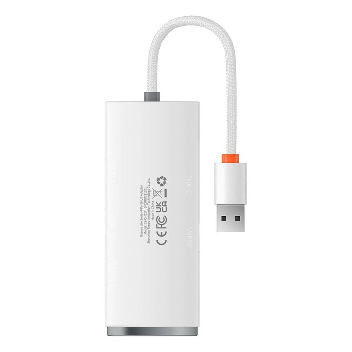 Baseus Lite Series multifunkční HUB 4v1 USB - 4x USB 3.2 gen. 1 25 cm bílý (WKQX030002)