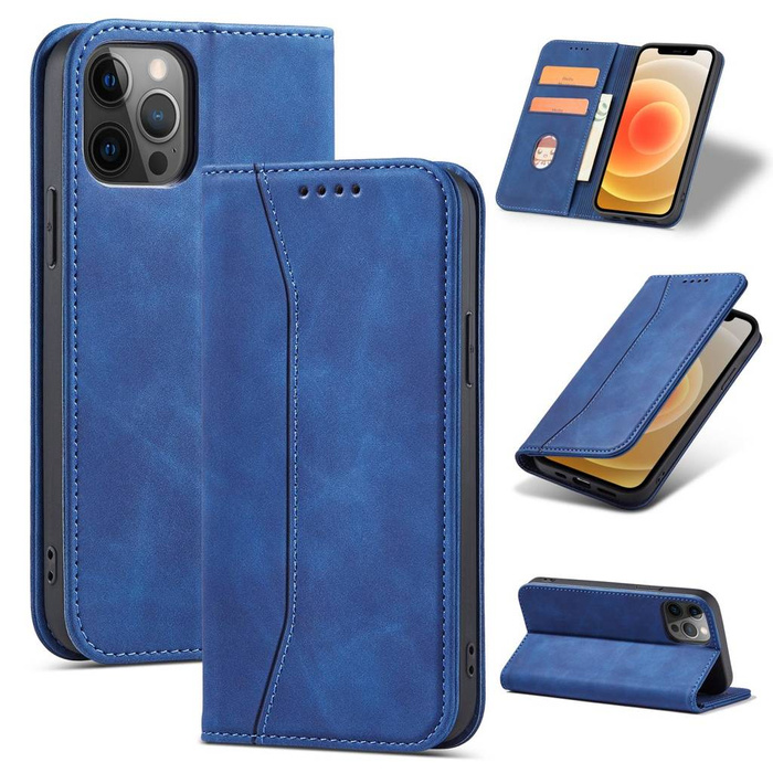 Magnet Fancy Case Case para iPhone 12 Pro Max Pouch Card Wallet Card Holder Blue
